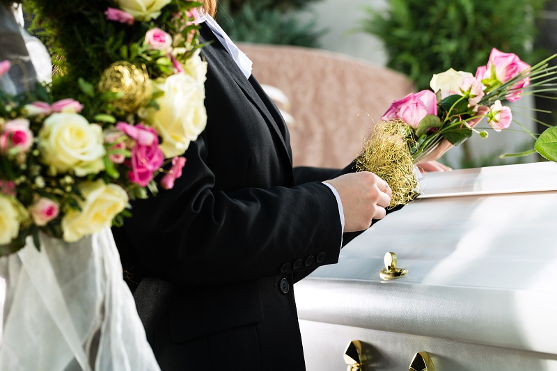 Mourning People at Funeral with coffin